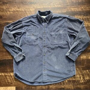 Cabelas blue thick corduroy Shacket button front shirt outdoor Gorp XLT